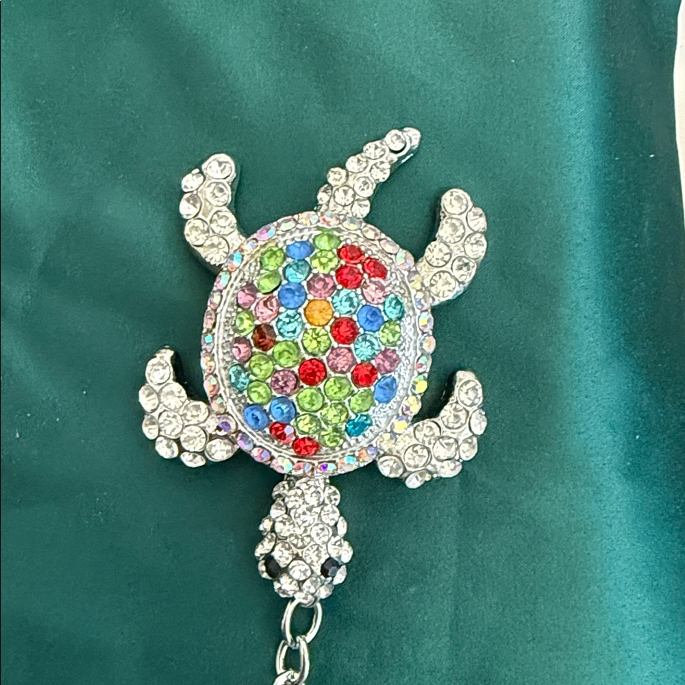 Colorful Turtle Keychain with Rhinestones - Picture 3 of 16